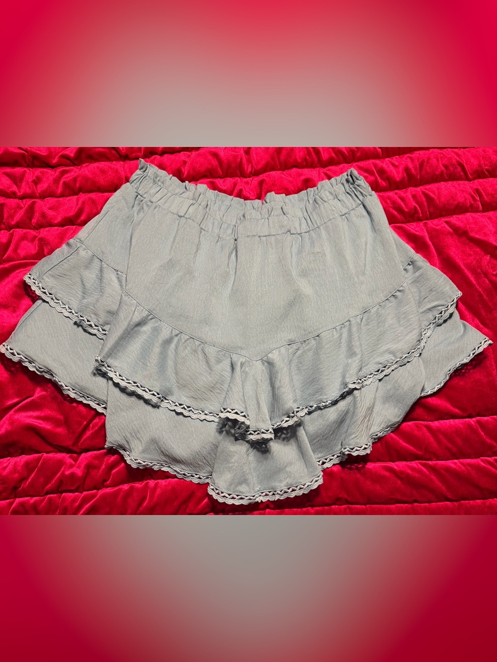 Flowy Shorts for Women Casual Ruffle Tiered Skorts High Waist powdered blue XXL - Picture 4 of 5
